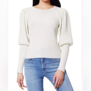 Ramy Brook Angie Wool & Cashmere Puff Sleeve Cream Sweater Size XS